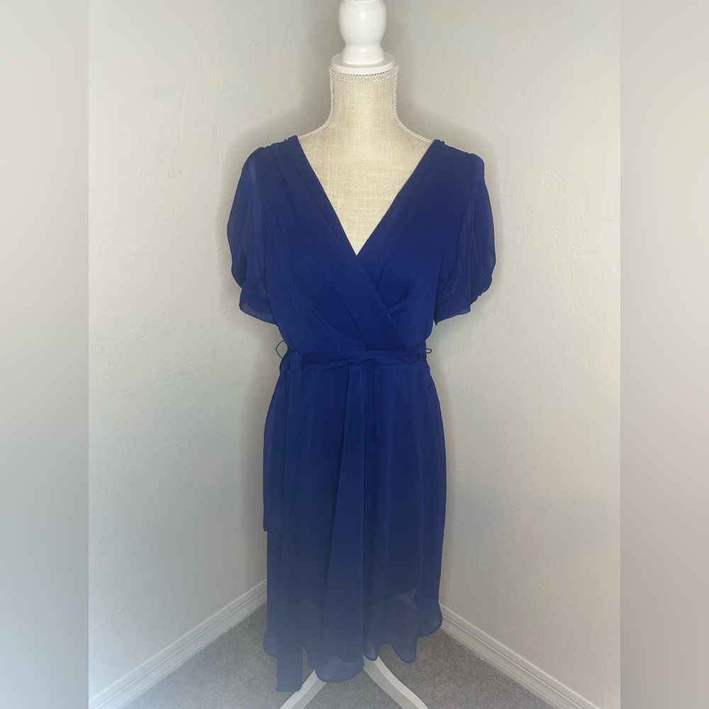 Navy blue midi v neck sun dress size L